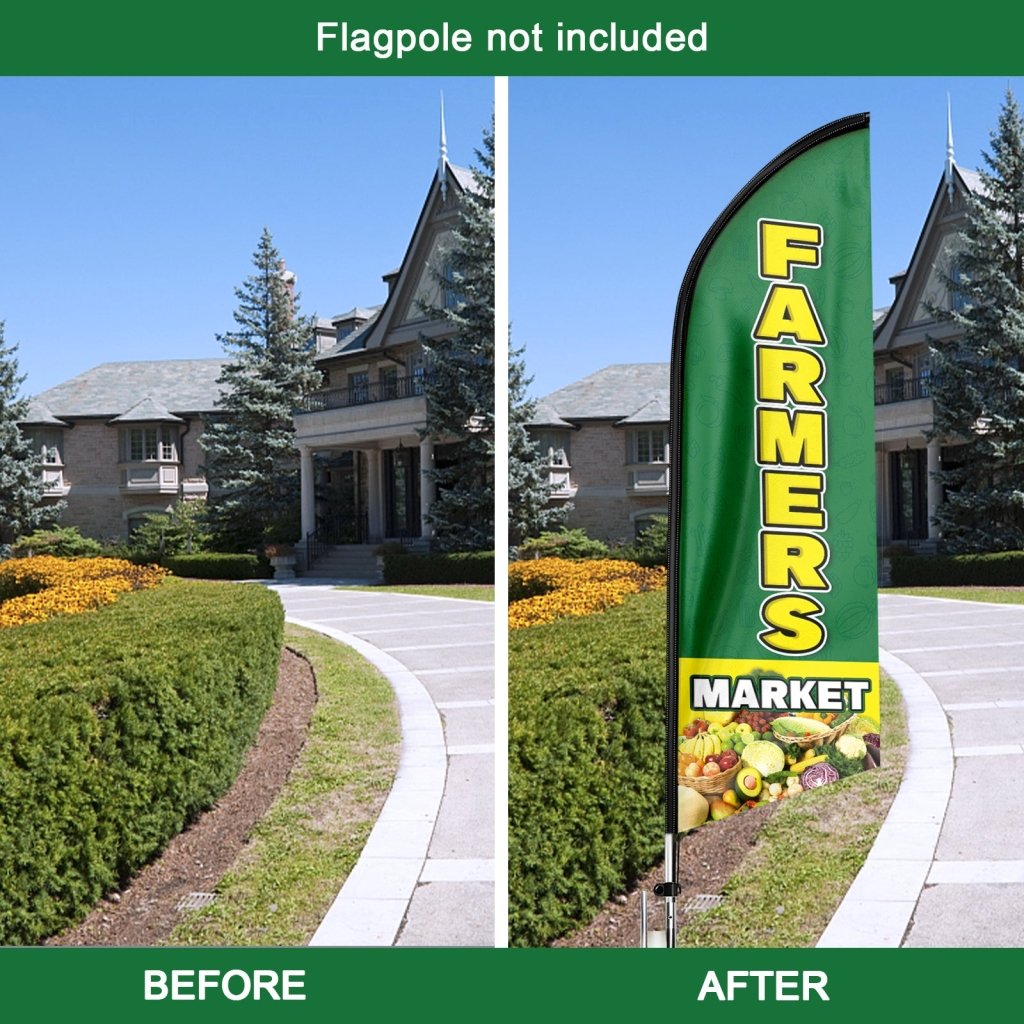 8FT Farmers Market Advertising Swooper Flag (Flagpole Not Included 3.4)