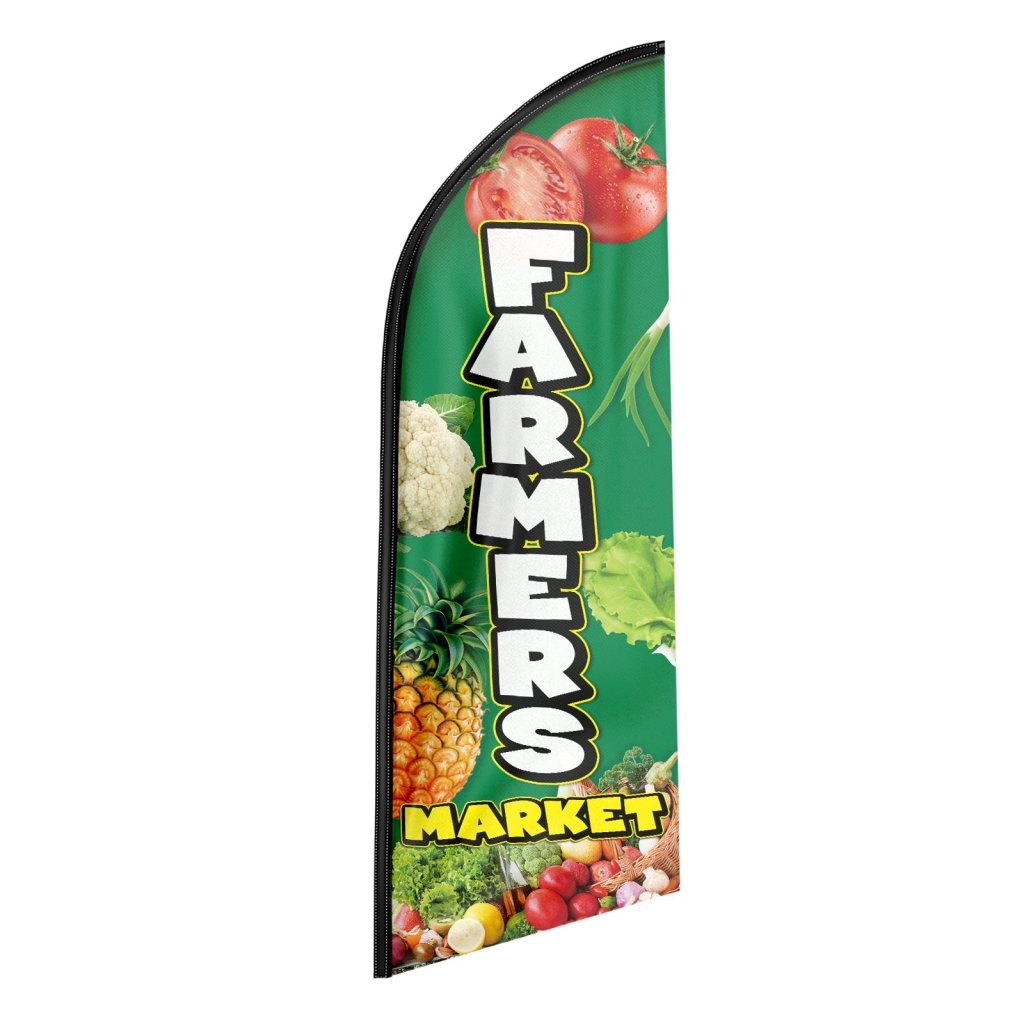 8FT Farmers Market Sign Swooper Flag (Flagpole Not Included 3.4)