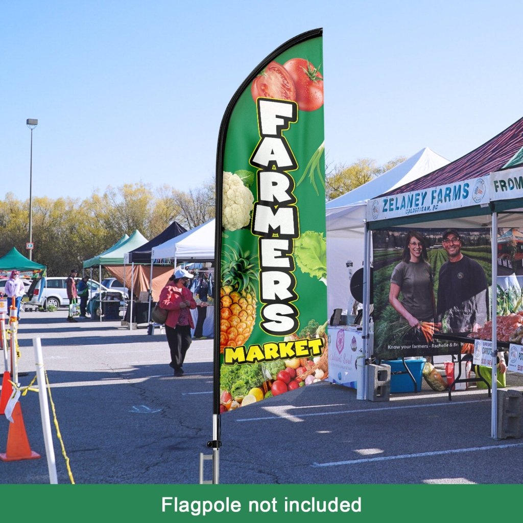 8FT Farmers Market Sign Swooper Flag (Flagpole Not Included 3.4)