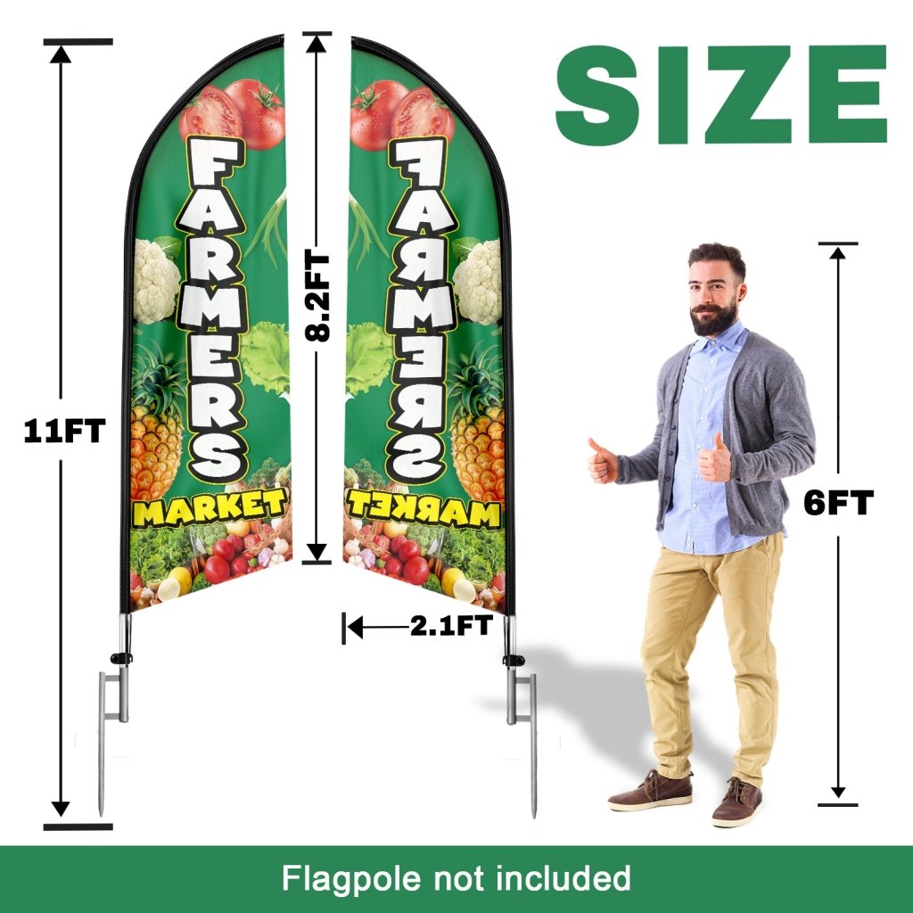 8FT Farmers Market Sign Swooper Flag (Flagpole Not Included 3.4)