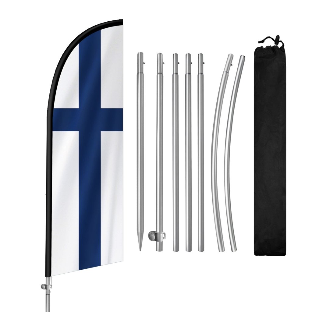 8FT Finland Flag Feather Flag with Stainless Steel Pole Kit(2m flag set)