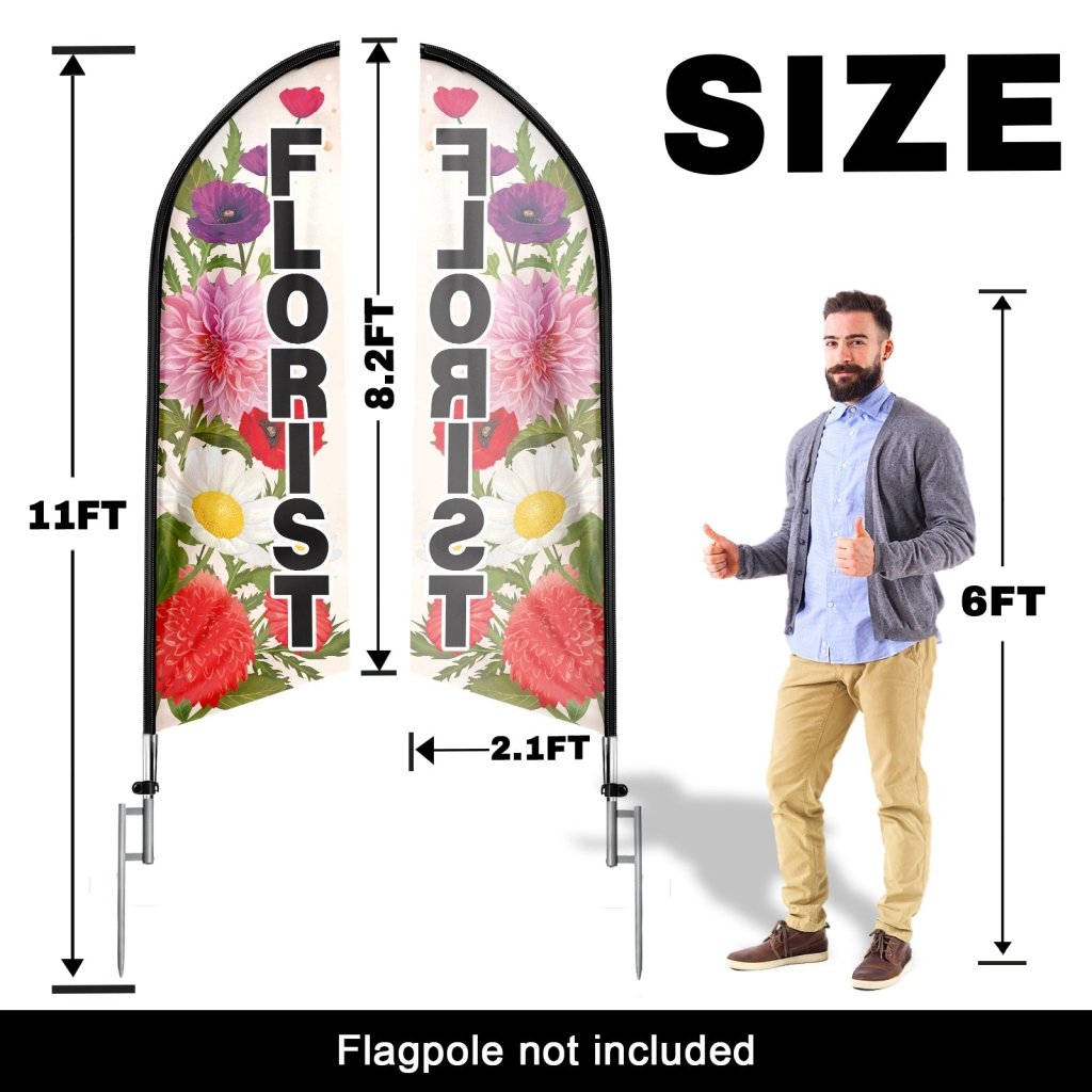 8FT Florist Sign Swooper Flag(Flagpole Not Included 3.4)