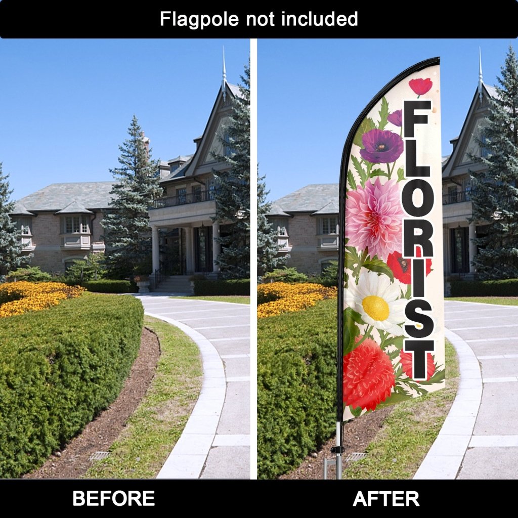 8FT Florist Sign Swooper Flag(Flagpole Not Included 3.4)