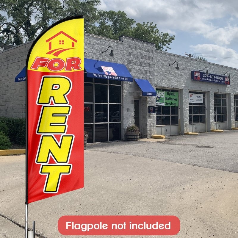 8FT For Rent Advertising Swooper Flag (Flagpole Not Included 3.4)