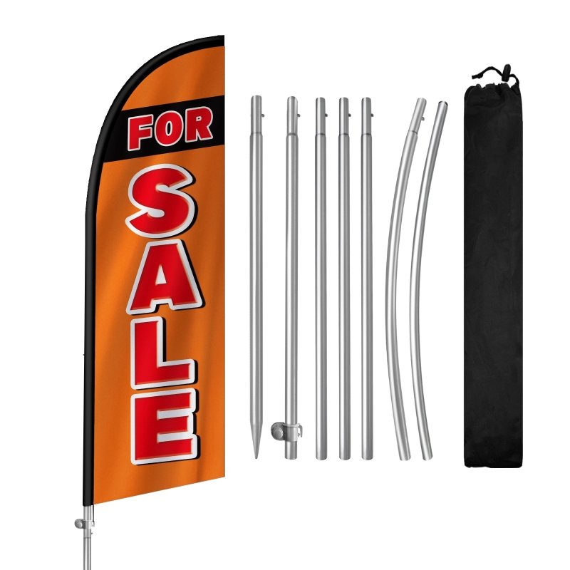 8FT For Sale Banner Feather Flag with Stainless Steel Pole Kit(2m flag set)