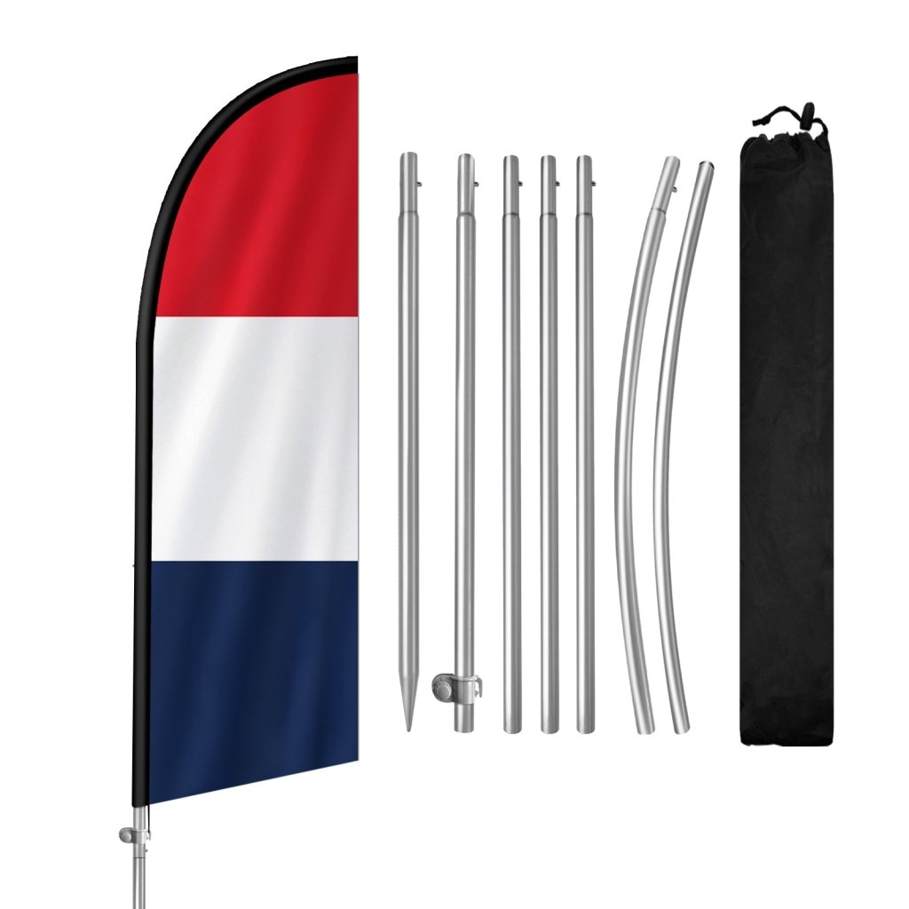 8FT France Flag Feather Flag with Stainless Steel Pole Kit(2m flag set)