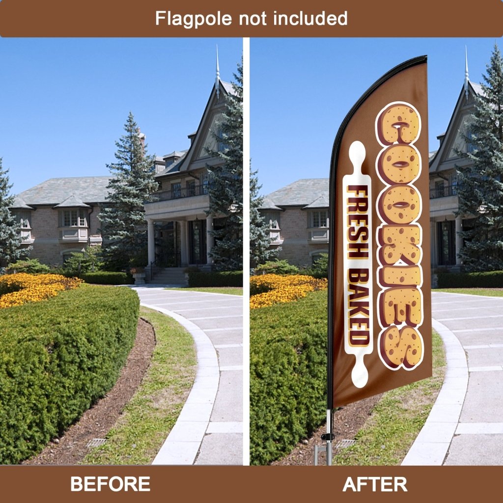 8FT Fresh Baked Cookies Advertising Swooper Flag (Flagpole Not Included 3.4)