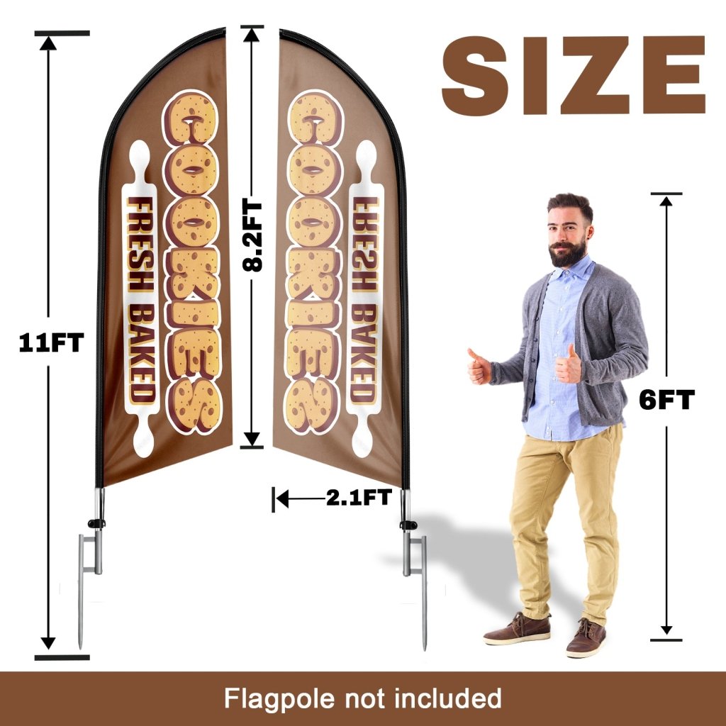 8FT Fresh Baked Cookies Advertising Swooper Flag (Flagpole Not Included 3.4)