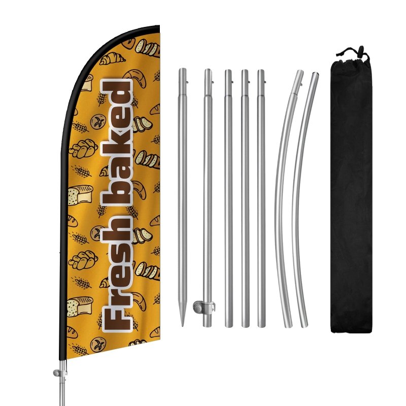 8FT Fresh Baked Feather Flag with Stainless Steel Pole Kit(2m flag set)