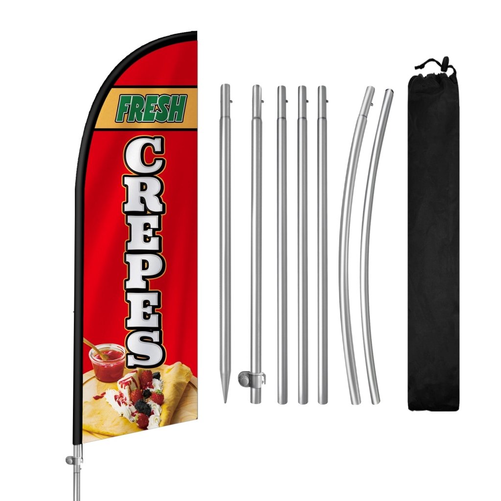 8FT Fresh Crepes Feather Flag with Stainless Steel Pole Kit(2m flag set)