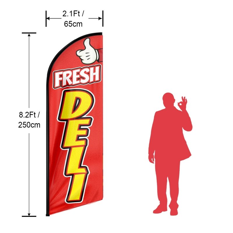 8FT Fresh Deli Advertising Swooper Flag (Flagpole Not Included 3.4)