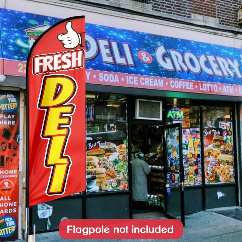 8FT Fresh Deli Advertising Swooper Flag (Flagpole Not Included 3.4)