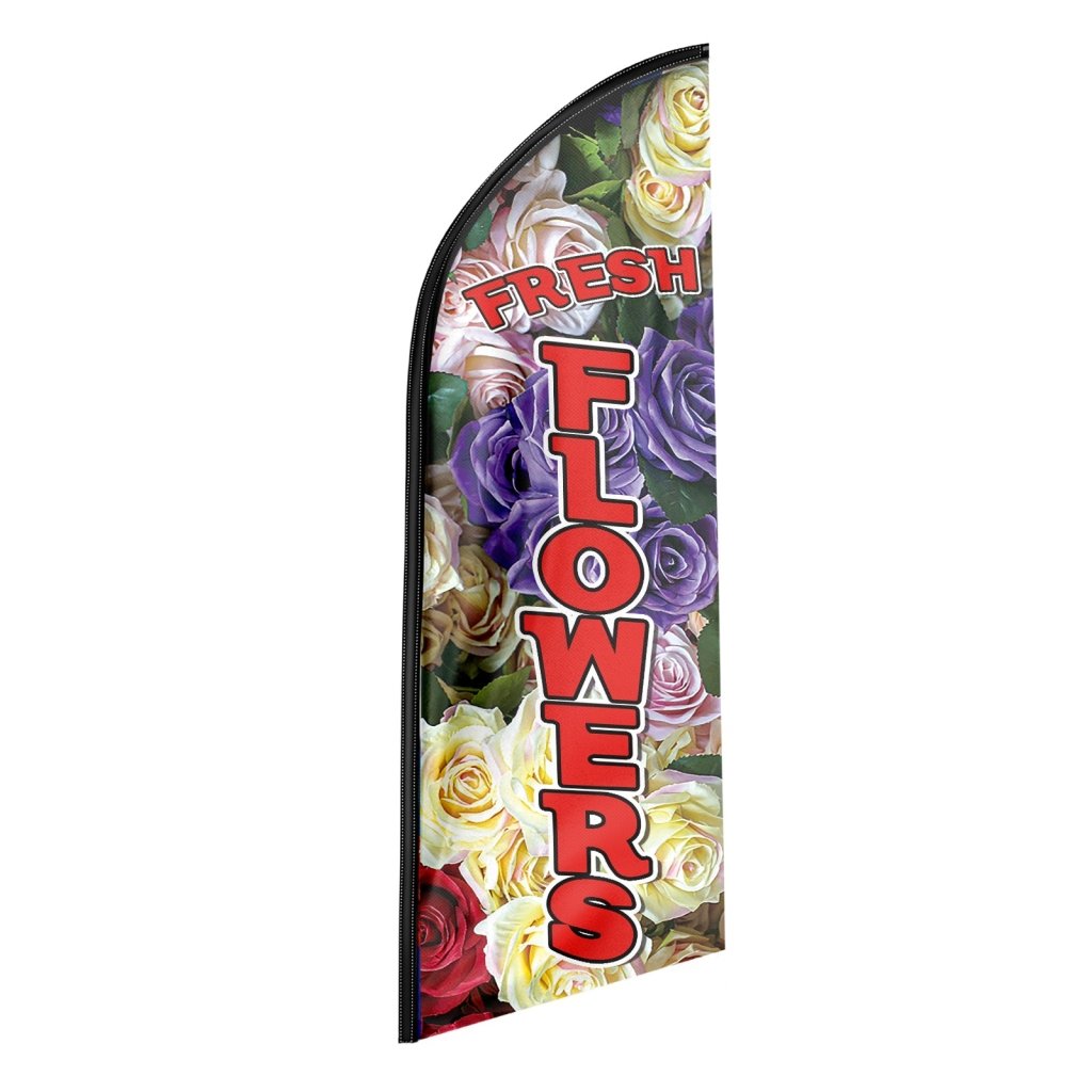 8FT Fresh Flowers Sign Swooper Flag(Flagpole Not Included 3.4)