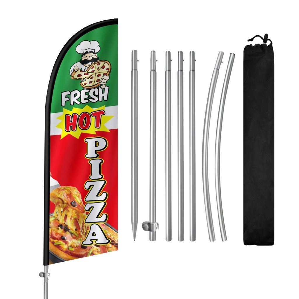 8FT Fresh Hot Pizza 02 Banner Feather Flag Pole Kit(2m flag set)