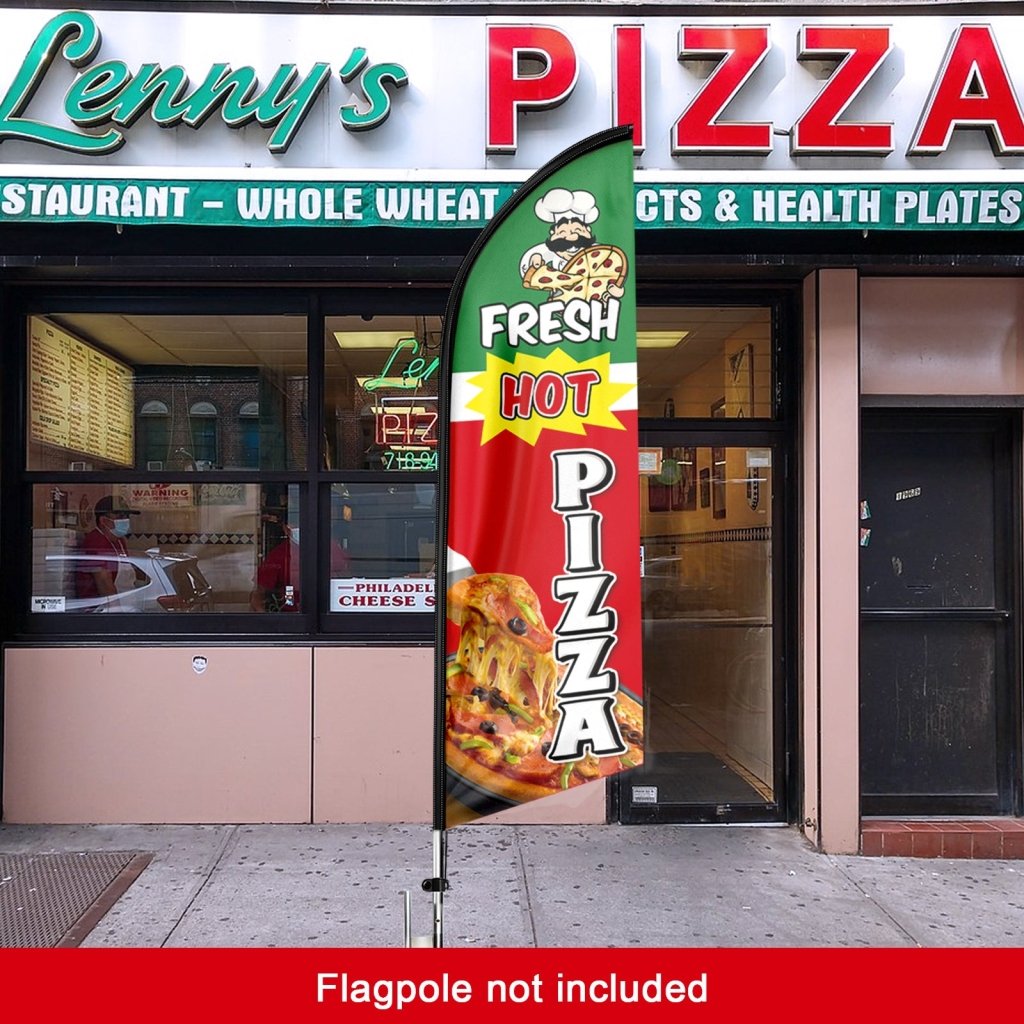 8FT Fresh Hot Pizza Advertising Swooper Flag(Flagpole Not Included 3.4)