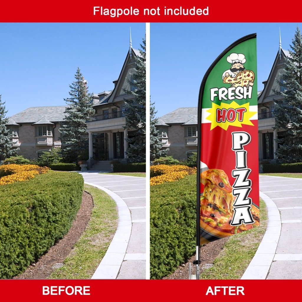 8FT Fresh Hot Pizza Advertising Swooper Flag(Flagpole Not Included 3.4)