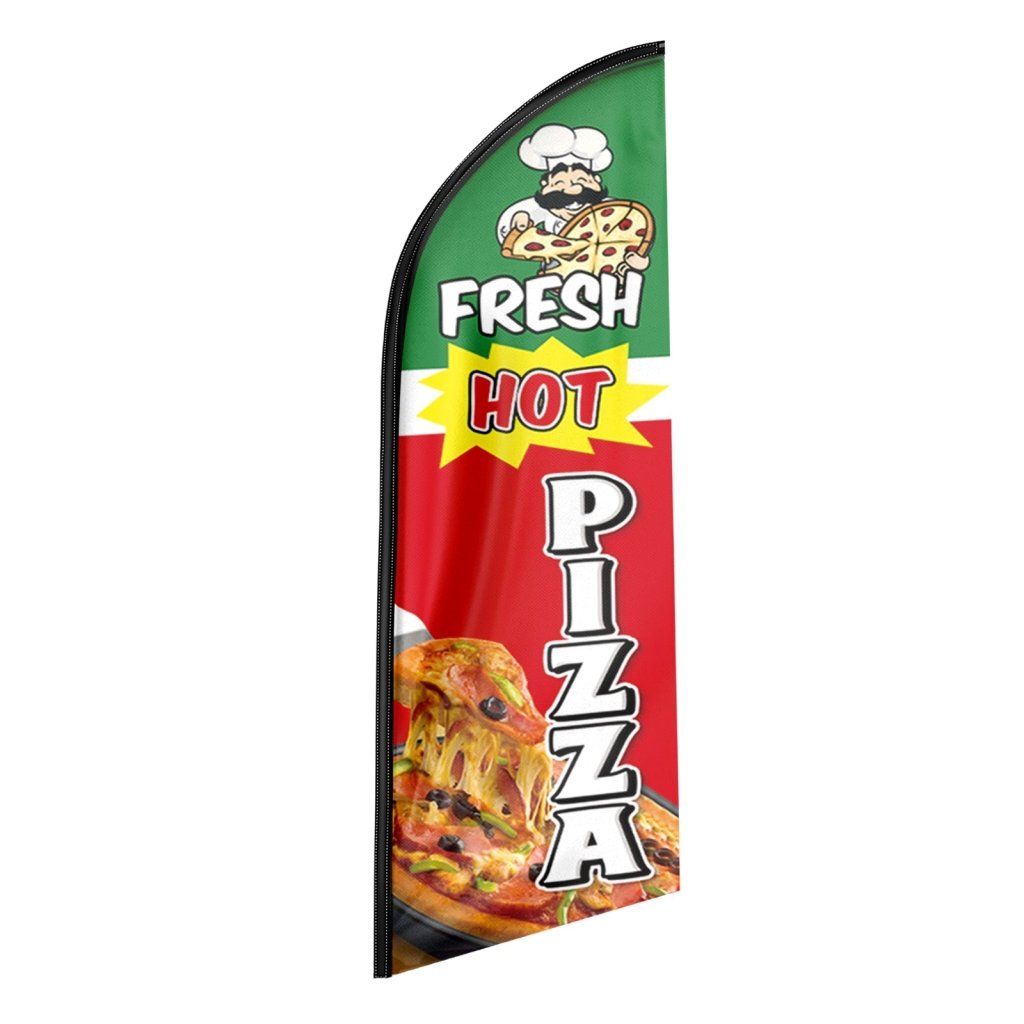 8FT Fresh Hot Pizza Advertising Swooper Flag(Flagpole Not Included 3.4)