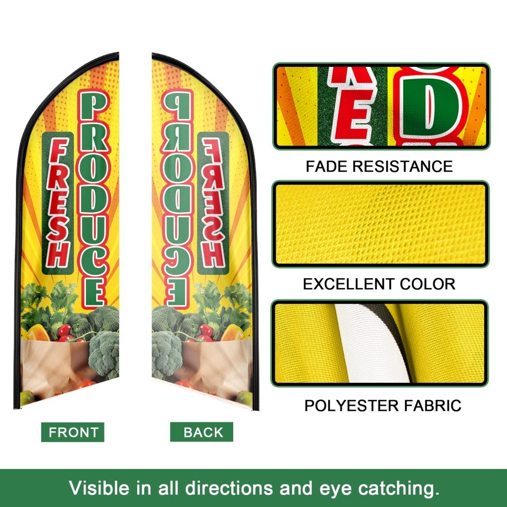 8FT Fresh Produce Advertising Swooper Flag (Flagpole Not Included 3.4)