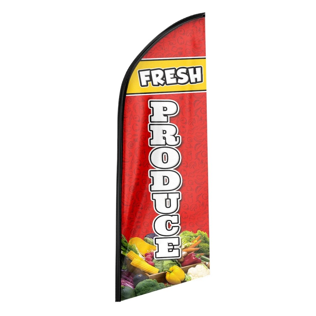 8FT Fresh Produce Advertising Swooper Flag (Flagpole Not Included 3.4)