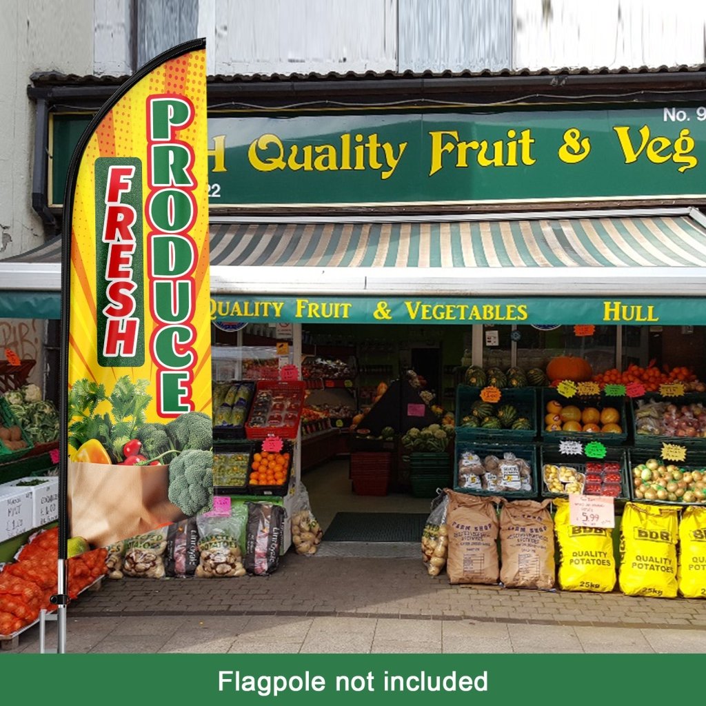 8FT Fresh Produce Advertising Swooper Flag (Flagpole Not Included 3.4)