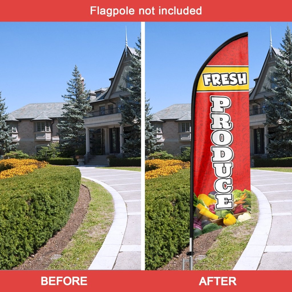 8FT Fresh Produce Advertising Swooper Flag (Flagpole Not Included 3.4)