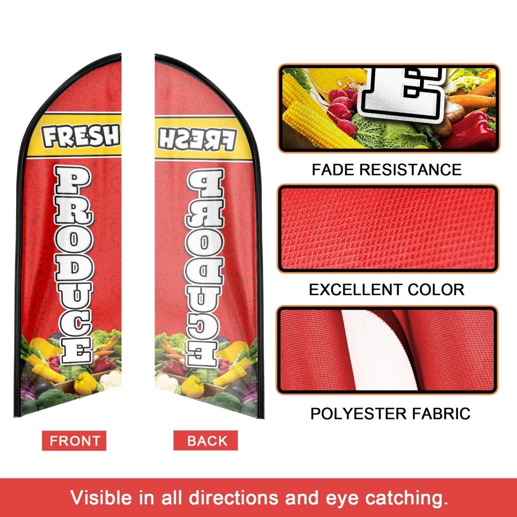 8FT Fresh Produce Advertising Swooper Flag (Flagpole Not Included 3.4)