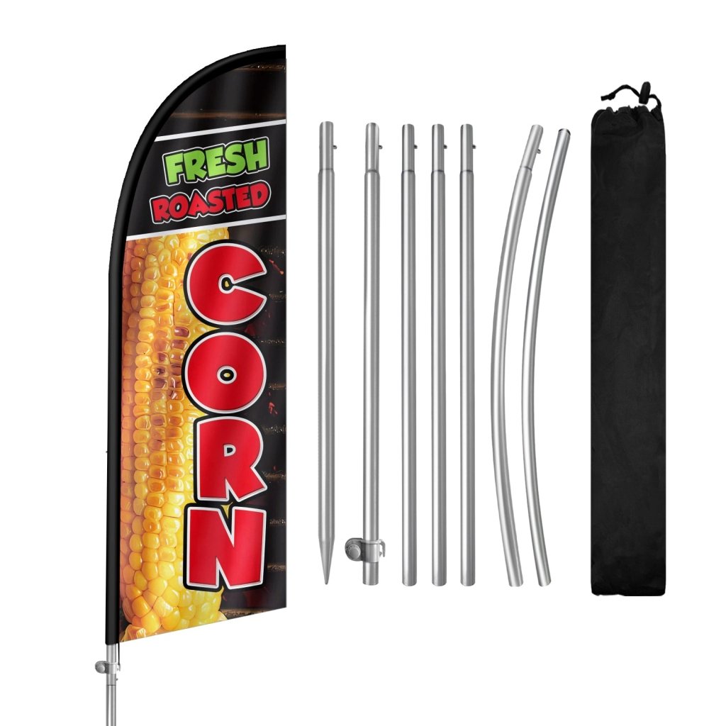 8FT Fresh Roasted Corn Feather Flag with Stainless Steel Pole Kit(2m flag set)