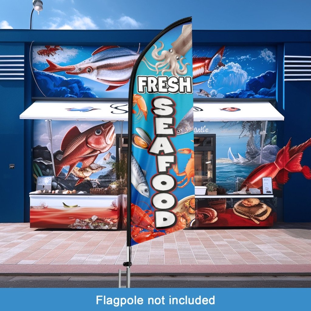 8FT Fresh Seafood 02 Advertising Swooper Flag (Flagpole Not Included 3.4)