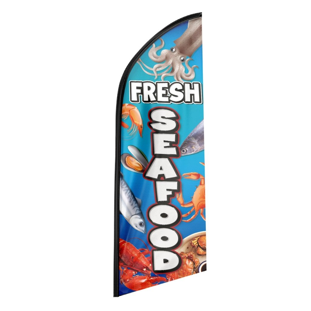 8FT Fresh Seafood 02 Advertising Swooper Flag (Flagpole Not Included 3.4)