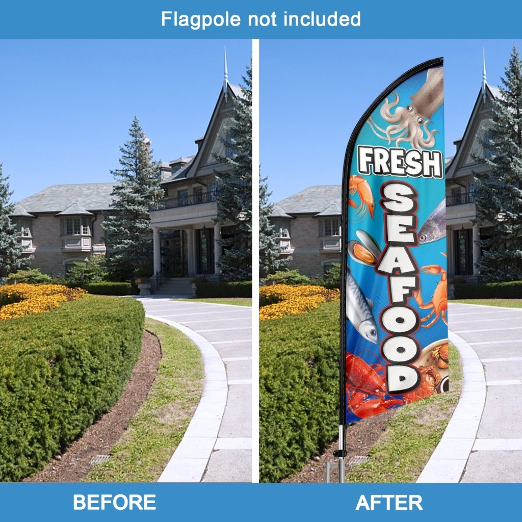 8FT Fresh Seafood 02 Advertising Swooper Flag (Flagpole Not Included 3.4)