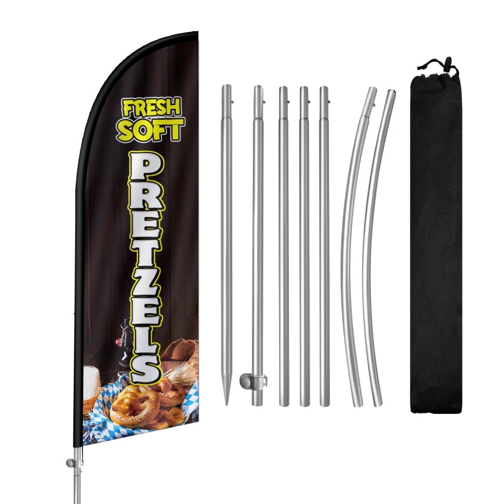 8FT Fresh Soft Pretzels Feather Flag with Stainless Steel Pole Kit(2m flag set)