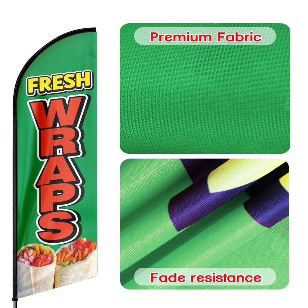 8FT Fresh Wraps Advertising Swooper Flag(Flagpole Not Included 3.4)