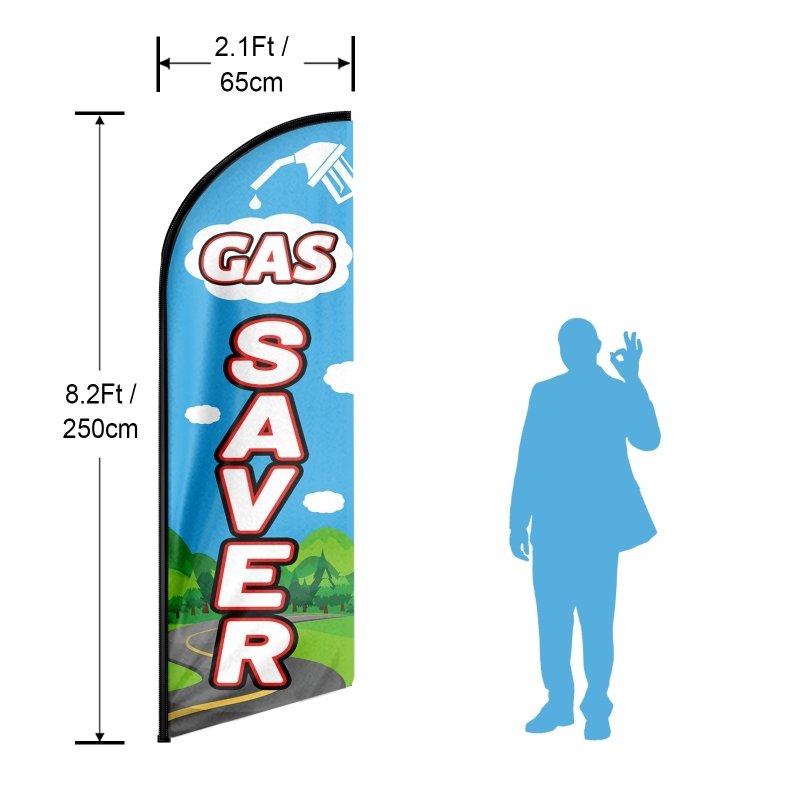 8FT Gas Saver Advertising Swooper Flag (Flagpole Not Included 3.4)