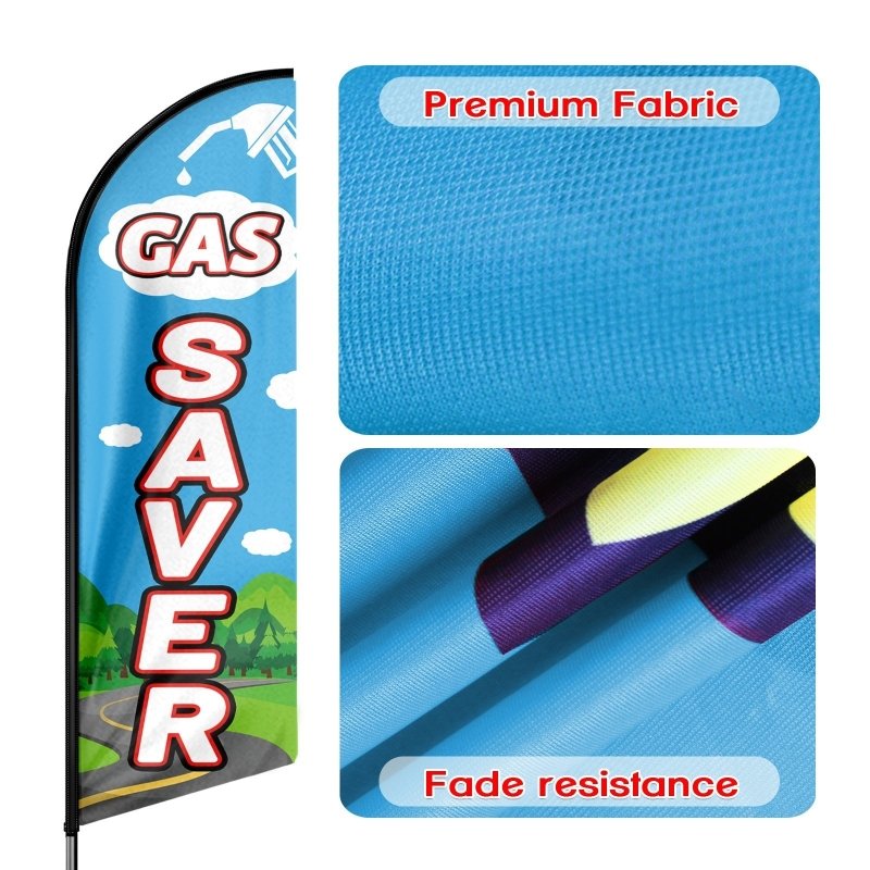 8FT Gas Saver Advertising Swooper Flag (Flagpole Not Included 3.4)