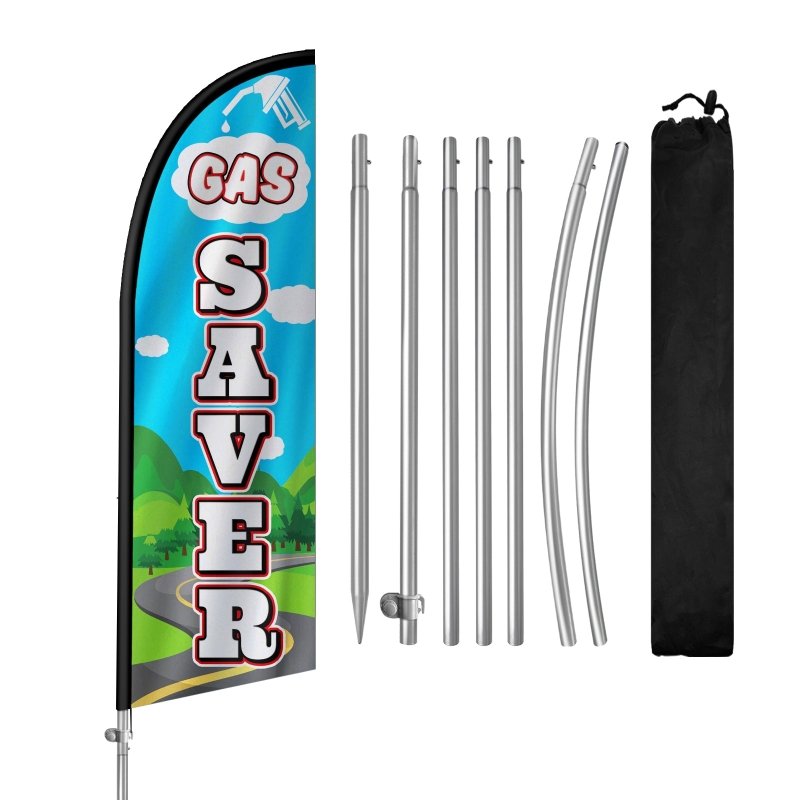 8FT Gas Saver Banner Feather Flag with Stainless Steel Pole Kit(2m flag set)