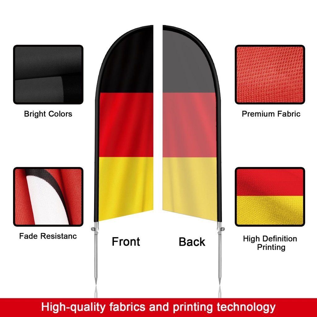 8FT Germany Flag Feather Flag with Stainless Steel Pole Kit(2m flag set)