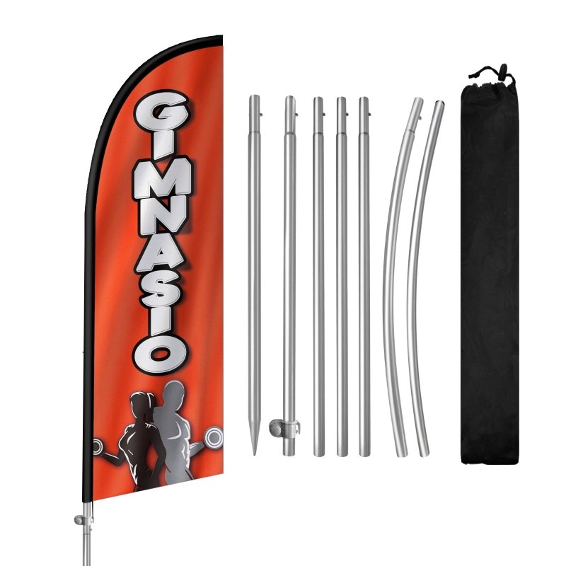 8FT Gimnasio Banner Feather Flag with Stainless Steel Pole Kit(2m flag set)