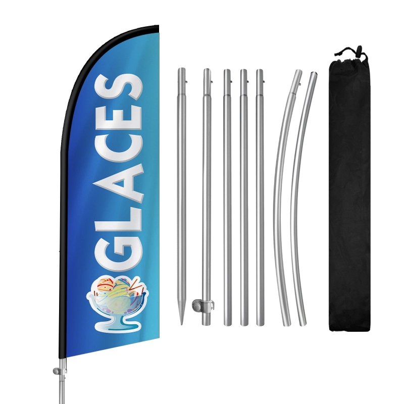 8FT Glaces Banner Feather Flag with Stainless Steel Pole Kit(2m flag set)