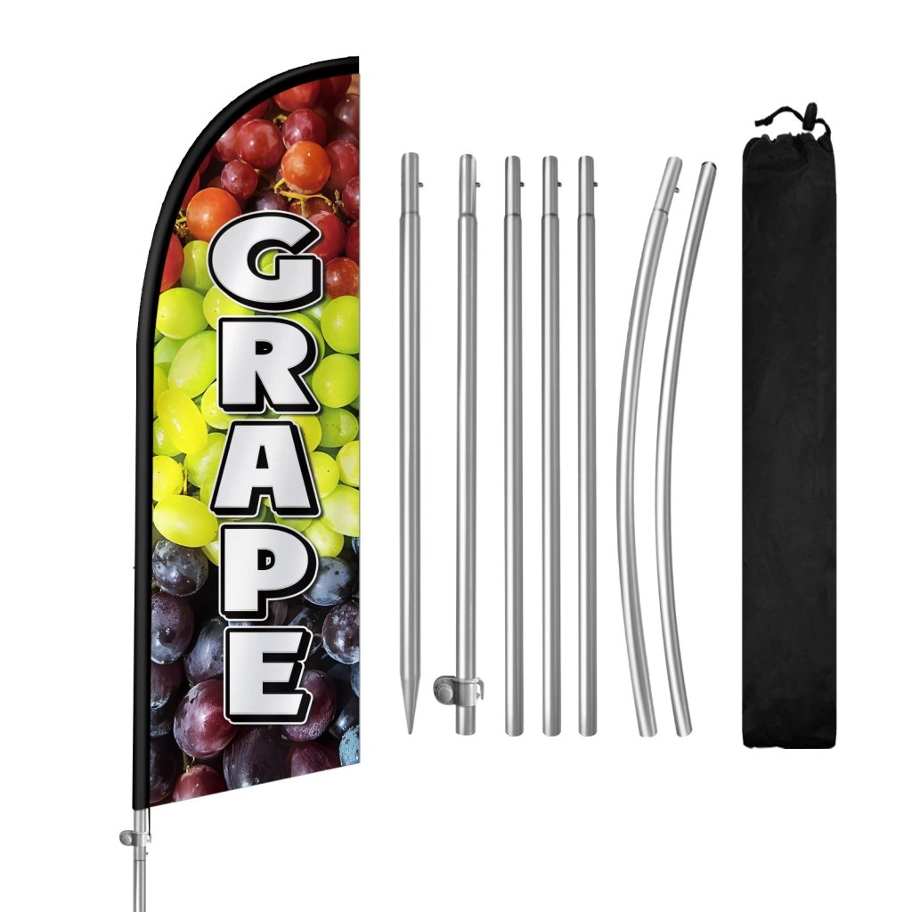 8FT Grape Feather Flag with Stainless Steel Pole Kit(2m flag set)