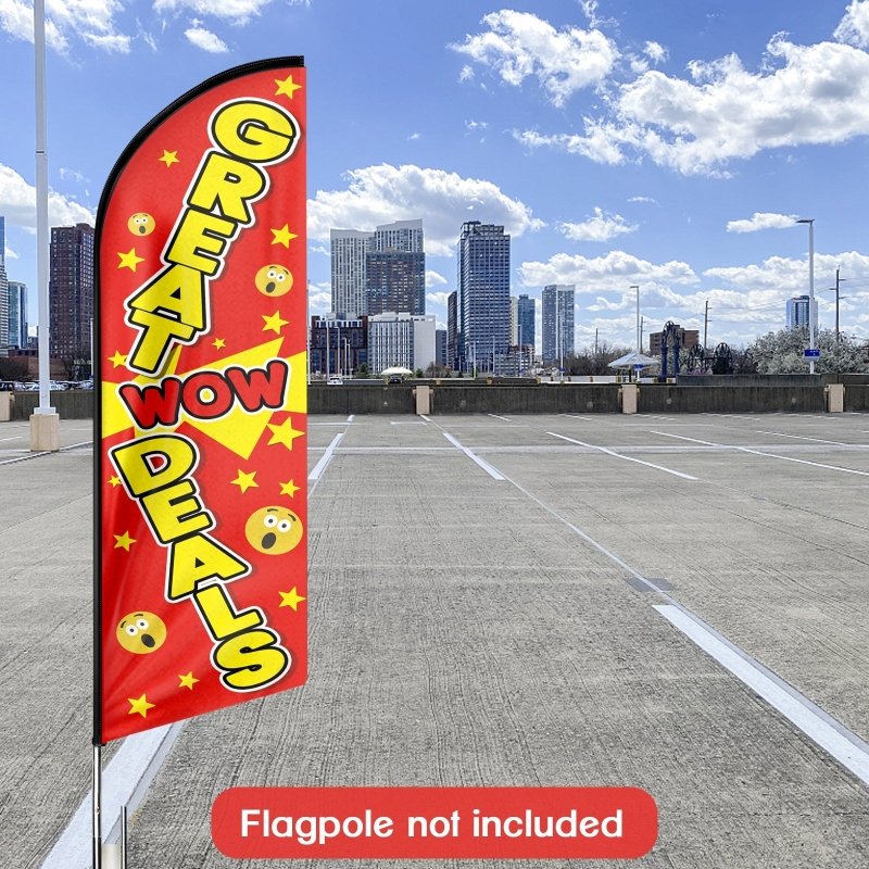 8FT Great Deals Wow Advertising Swooper Flag (Flagpole Not Included 3.4)