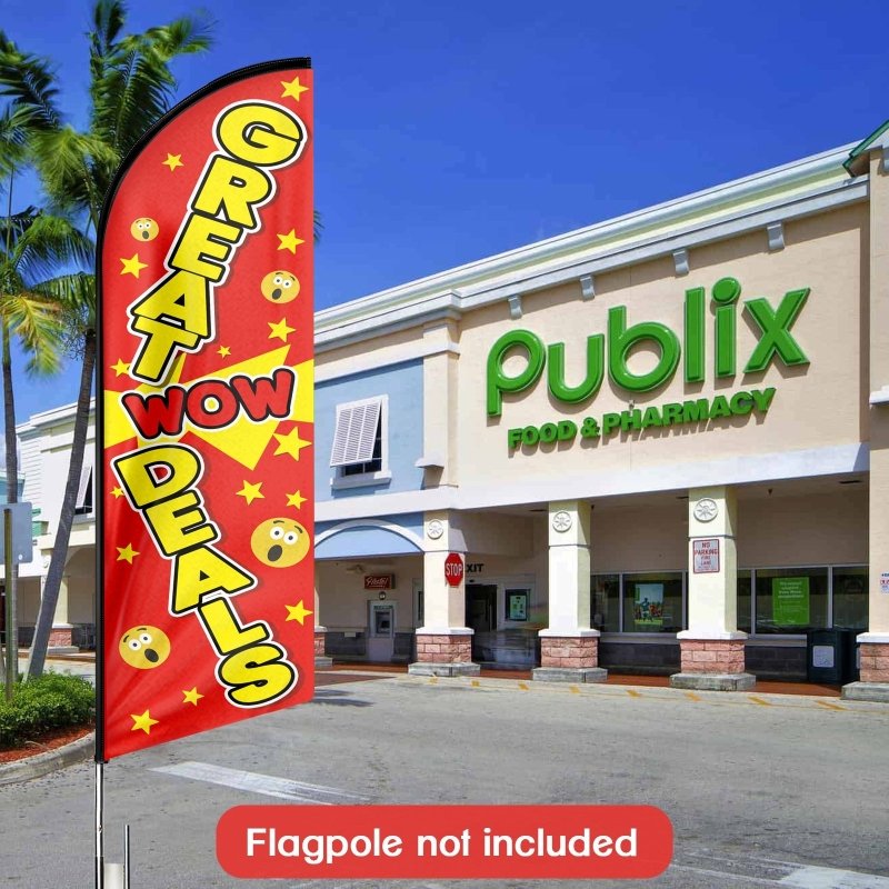 8FT Great Deals Wow Advertising Swooper Flag (Flagpole Not Included 3.4)