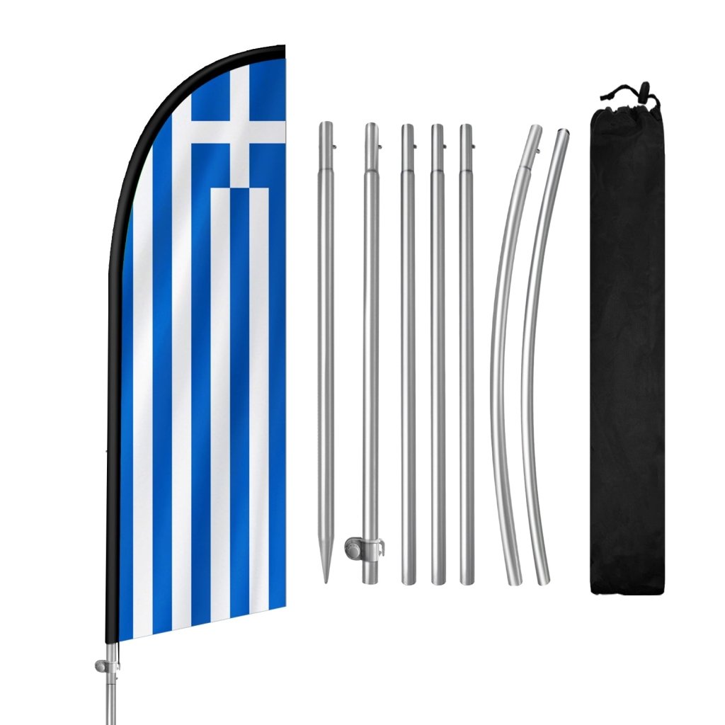 8FT Greece Feather Flag with Stainless Steel Pole Kit(2m flag set)