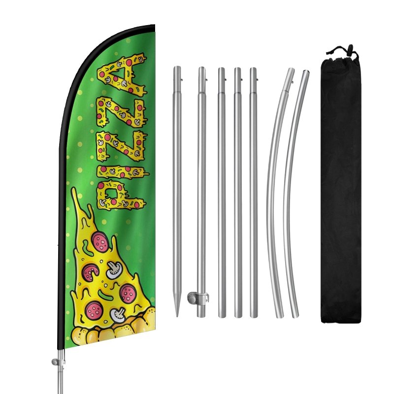 8FT Green 01 Pizza Banner Feather Flag Pole Kit(2m flag set)