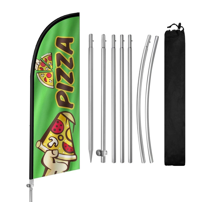 8FT Green 02 Pizza Banner Feather Flag Pole Kit(2m flag set)