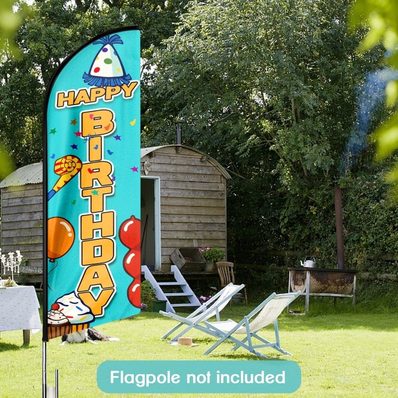 8ft happy birthday advertising swooper flag(flagpole - not - included 3.4)