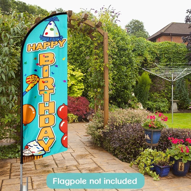 8ft happy birthday advertising swooper flag(flagpole - not - included 3.4)