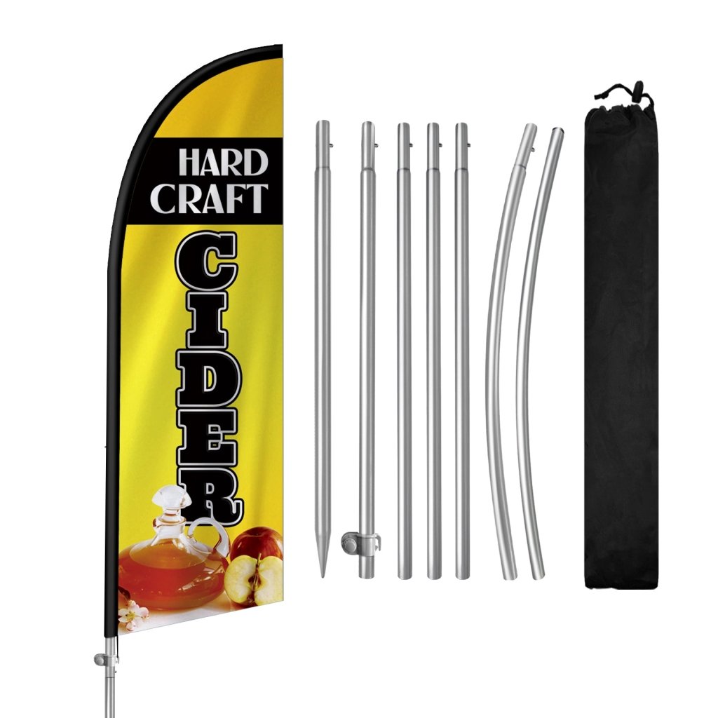 8FT Hard Craft Cider Feather Flag with Stainless Steel Pole Kit(2m flag set)