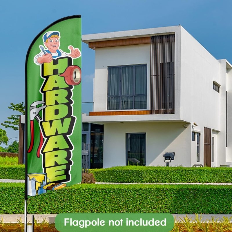 8FT Hardware Advertising Swooper Flag(Flagpole Not Included 3.4)