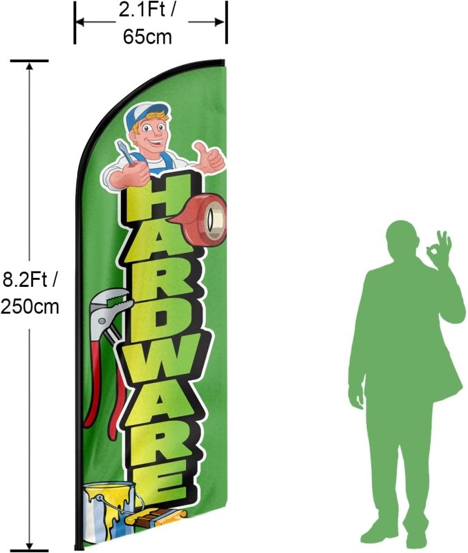 8FT Hardware Advertising Swooper Flag(Flagpole Not Included 3.4)