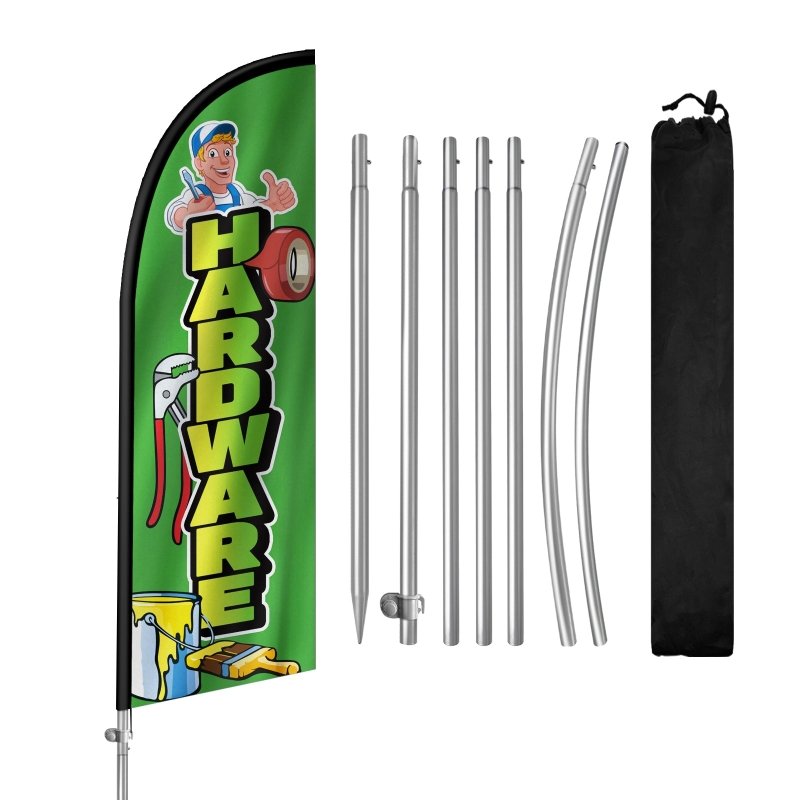 8FT hardware Feather Flag with Stainless Steel Pole Kit(2m flag set)